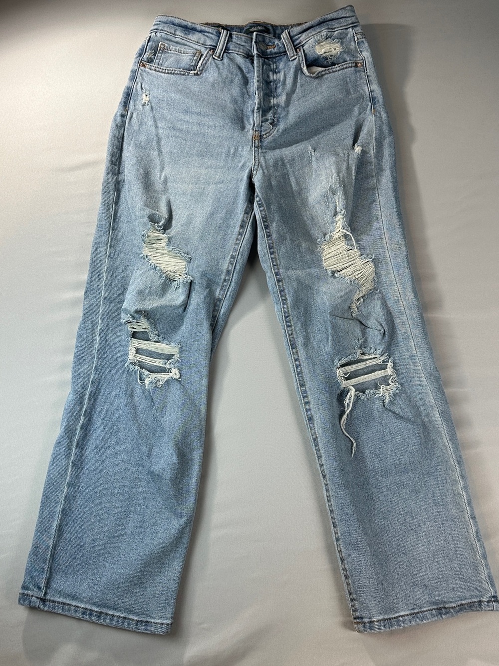 Wild Fable Highest Rise Straight Jeans Button Fly distressed size 6 destroyed